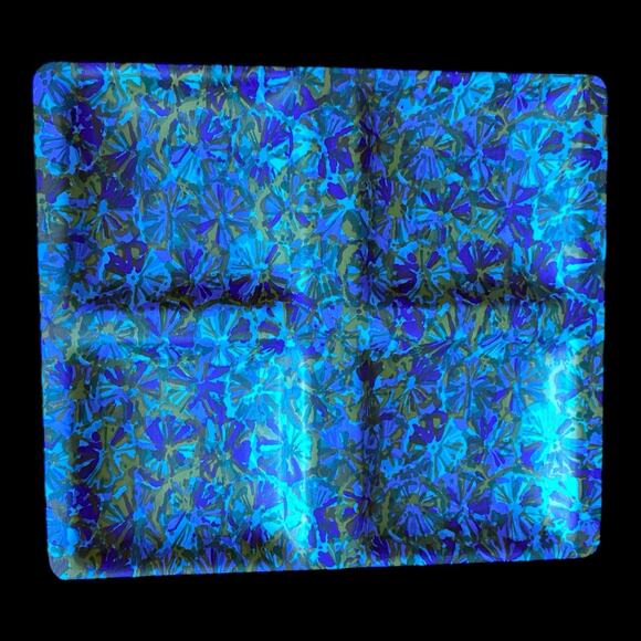 Vintage MCM Flower Power Japanese Takashima Lacquered Tray Blue Floral - Picture 9 of 12